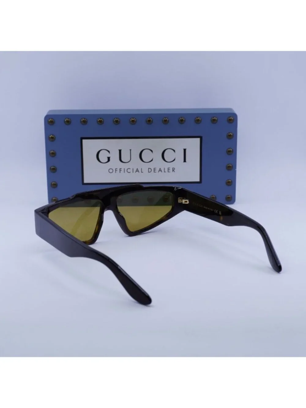 Gucci GG1591S 002 Browline Sunglasses - Havana / Yellow